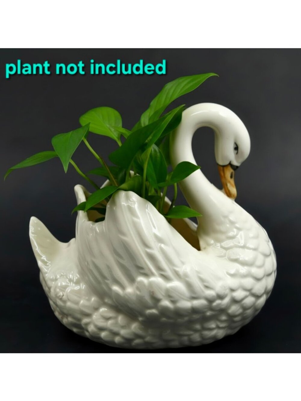 Vintage Ceramic Swan Planter White Gloss Finish Made In Czechoslovakia